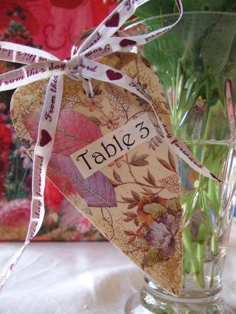 table number attached to vase