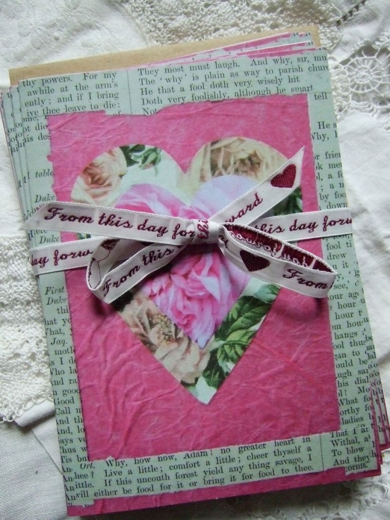 pink hearts greetings card